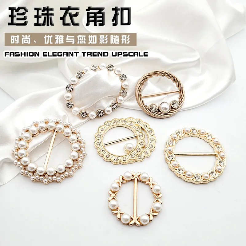 1pcs Temperament Rhinestone Clothes Corner Knot Buckles Women\'s Silk Scarf Clothes T-shirt Shirt Hem Knot Decorative Button