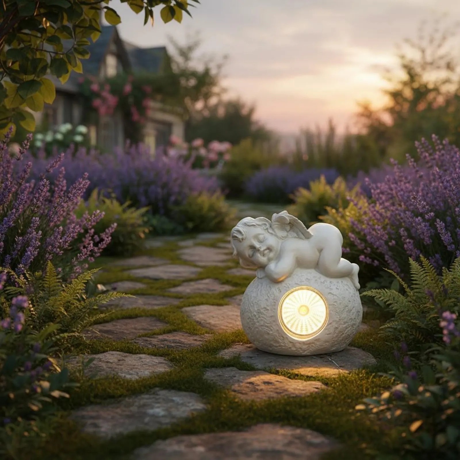 Ángel acostado de resina ligera - decoración para la casa elegante - imagen 4
