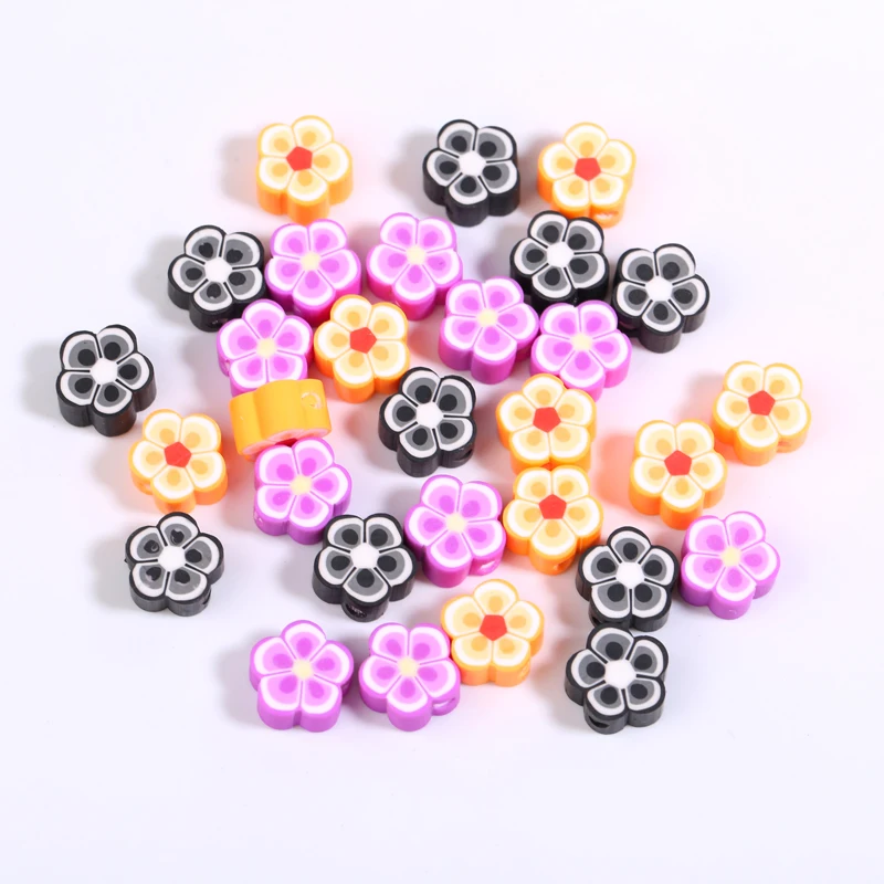 50pcs 10mm Halloween Scheme Polymer Clay Beads Flower Spacer Loose Beads For Jewelry Making Necklace Earrings Diy Accessories