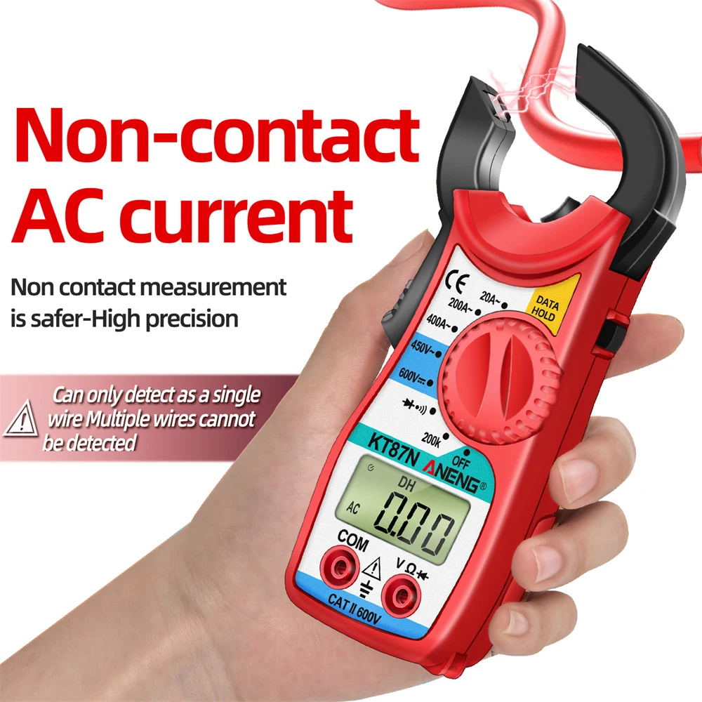 Kt87n Clamp Meters Ac/dc 0v-450v Voltage Ac 0a~400a Current  0ω~200kω Resistance Meter Hd Lcd Digital Display