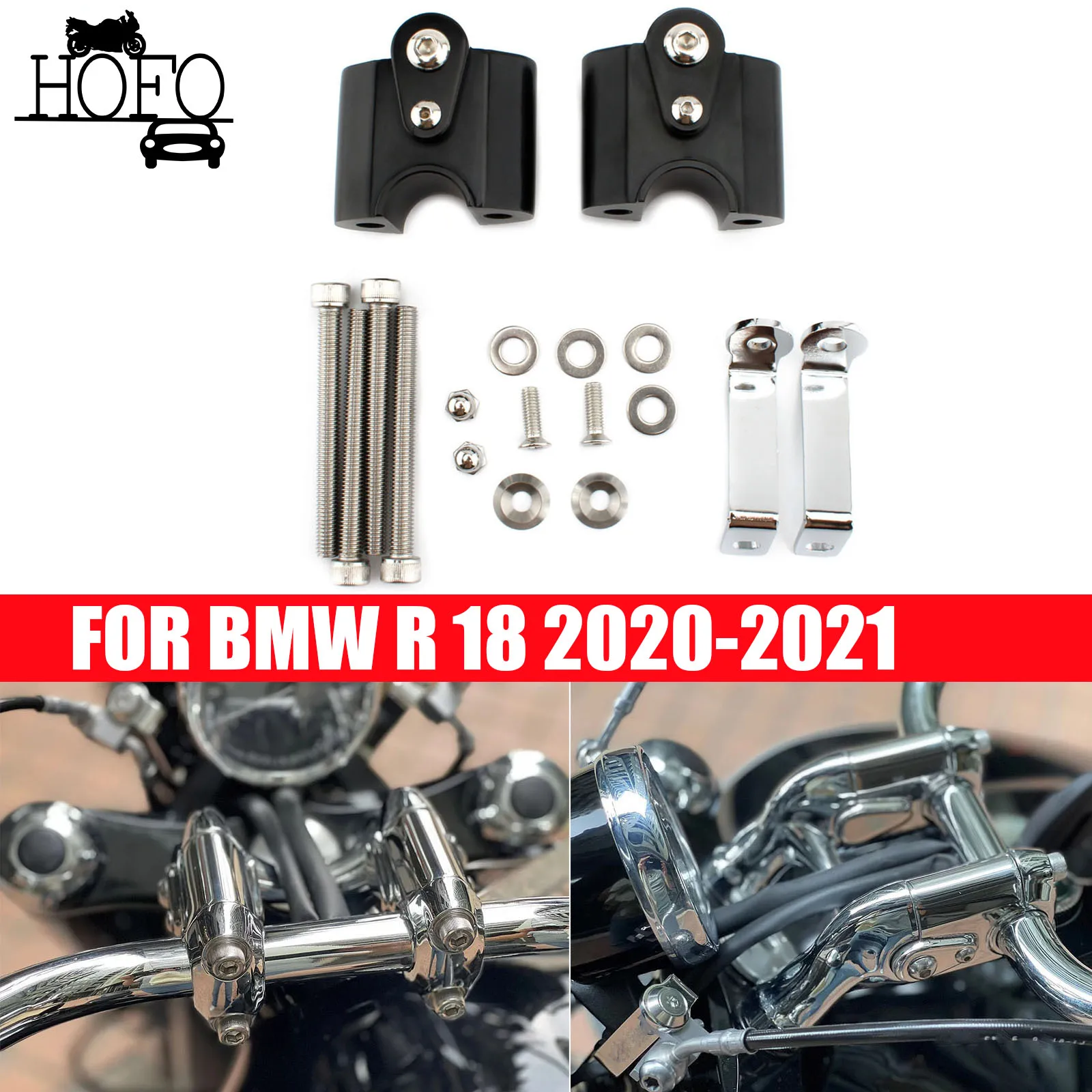 

FOR BMW R 18 2020-2021Motorcycle Handlebar Riser Heightening Adapters CNC Aluminum Handle Bar Bracket Kit