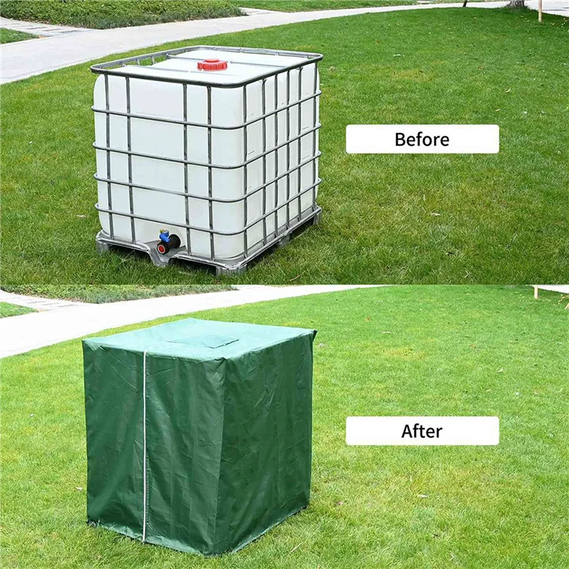 B45C 2X 1000L مقاوم للماء الغبار غطاء خزان مياه الأمطار أكسفورد القماش UV غطاء للحماية حديقة غطاء خزان المياه الأخضر