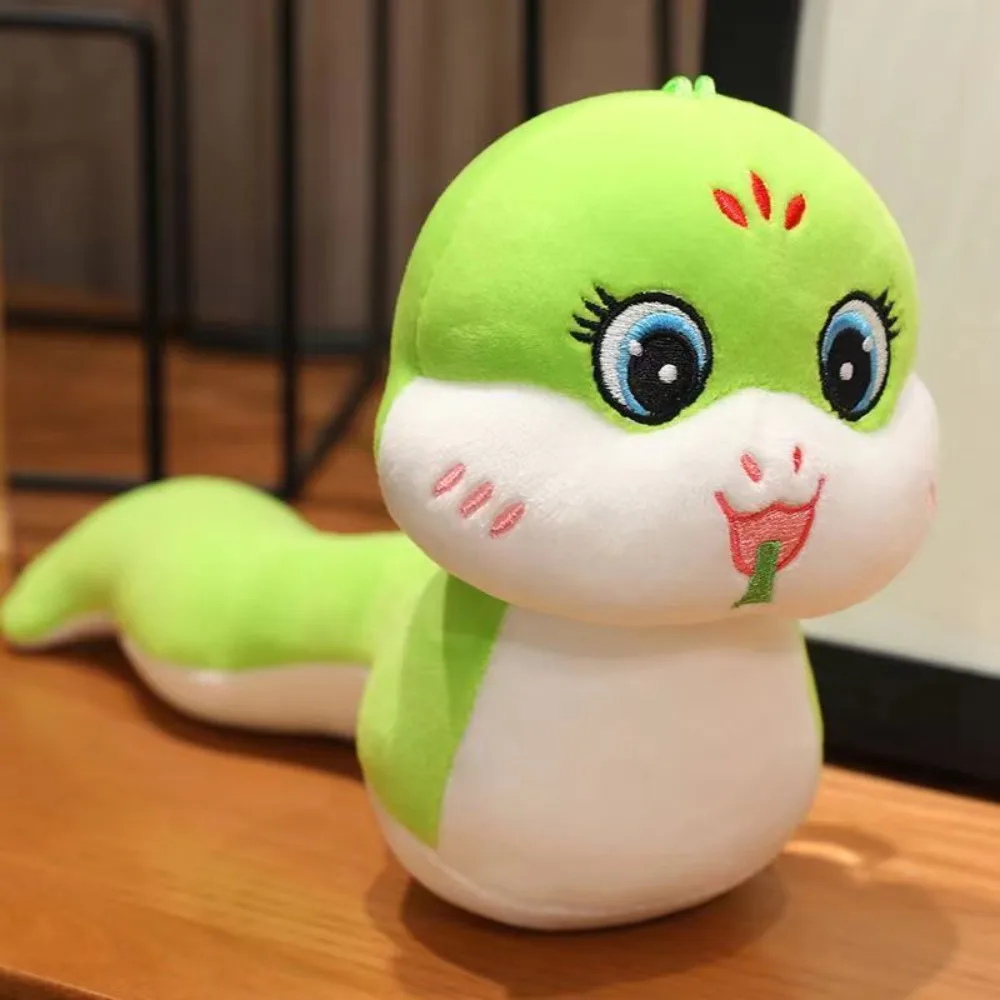 Olhos grandes cobra ano brinquedo de pelúcia cauda longa animal de pelúcia cobra ano mascote brinquedo pendurado bonito sorte cobra boneca plushies crianças