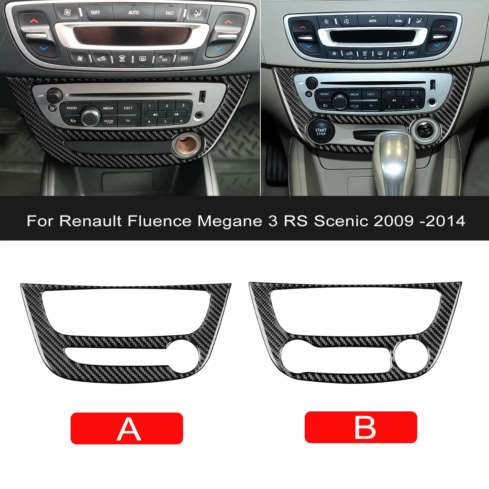 Soft Carbon Fiber Sticker For Renault Fluence Megane RS 2009 2010 2011 2012 2013 2014 2015 LHD RHD Car Central Switch Panel