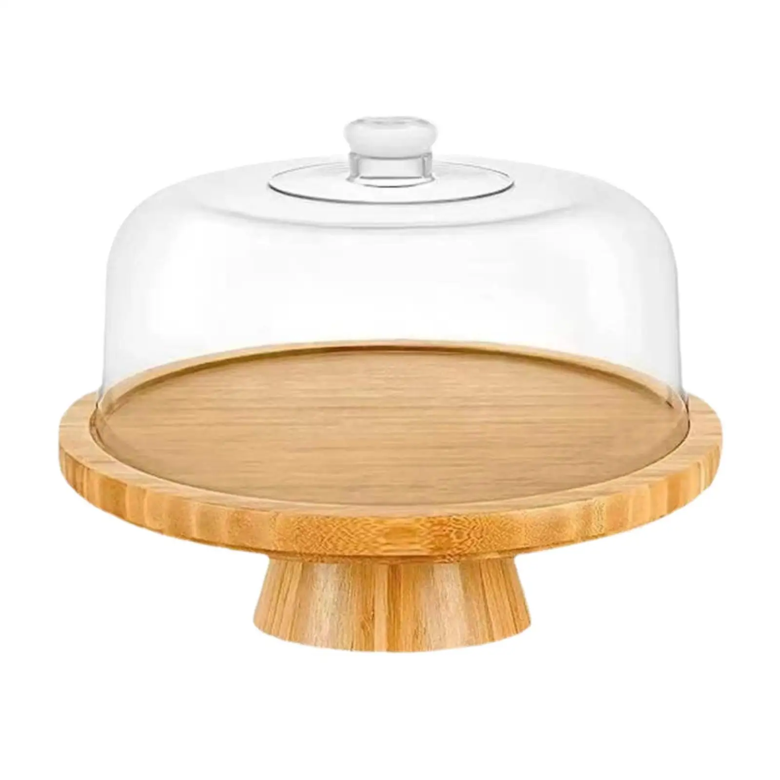 

Wooden Cake Stand with Lid Multipurpose Serving Platter Decorative Cake Plate Dessert Display for Nachos Wedding Birthday Party