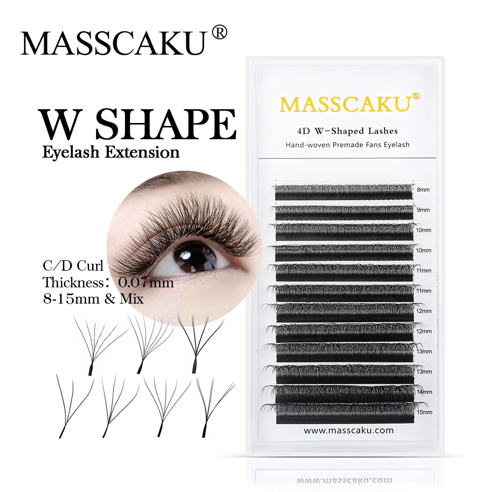 

Custom W Shape Eyelash Extension 3D 4D 5D W Style Premade Volume Fans Individual Lashes C D Curl Natural False Lash Makeup Tools