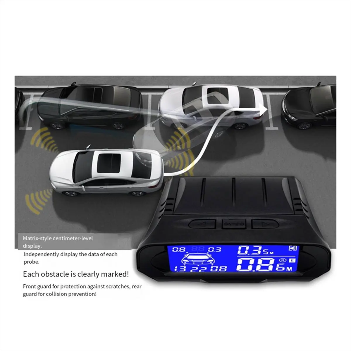 A64I Car Parking Sensors 8 Weatherproof Rear Front View Reverse Backup Radar Kit System LCD Display Monitor B