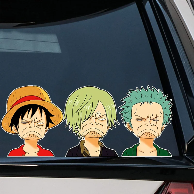 One Piece Expression Sticker Funny Luffy Not Happy Car Stickers Waterproof Laptop Sticker Anime Stickers