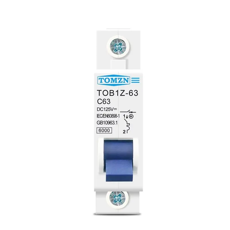 【STABLE QUALITY】TOMZN TOB1Z-63 DC MCB 63A 6Ka 1P 125V Mini Circuit Breaker For DC Applications Such As Communications And Photov