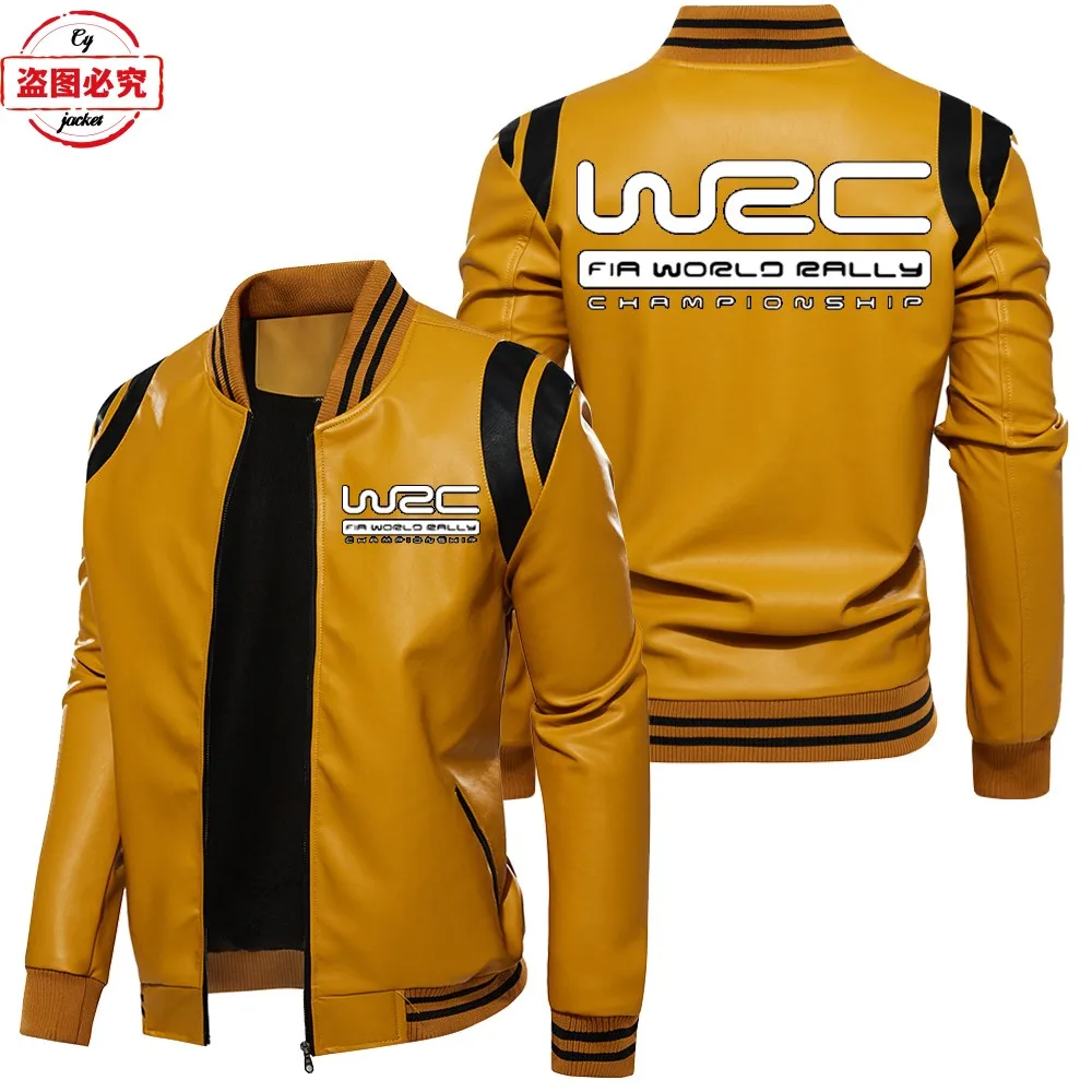 World Championship WRC Rally Retro Washed PU Leather Jacket Windproof Men's Autumn and Winter Goose Down