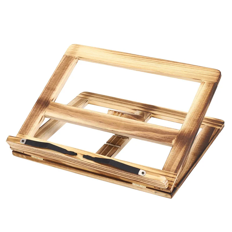 SEWS-3X حامل كتب الوصفات القابل للطي، رف كتب القراءة بإطار خشبي، حامل دعم للكمبيوتر اللوحي