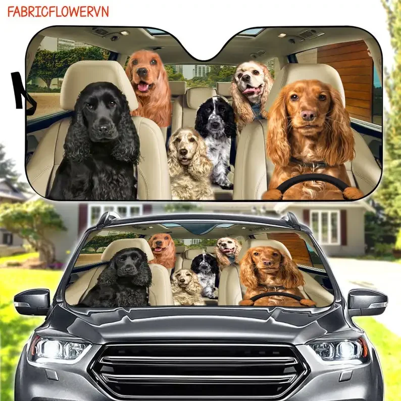 Cocker Spaniel Car Sunshade, Cocker Spaniel Car Decoration, Dog Windshield, Dog Lovers Gift, Dog Car Sunshade, Gift For Mom, Gif