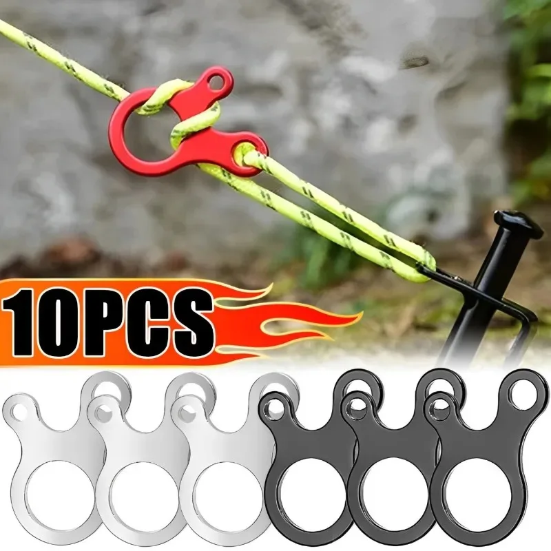 5/10pcs Camping Tent Cord Rope Fastener Guy Line Runner Carabiner Hook Hanger Tightener Wind Rope Buckle Tent Accessories