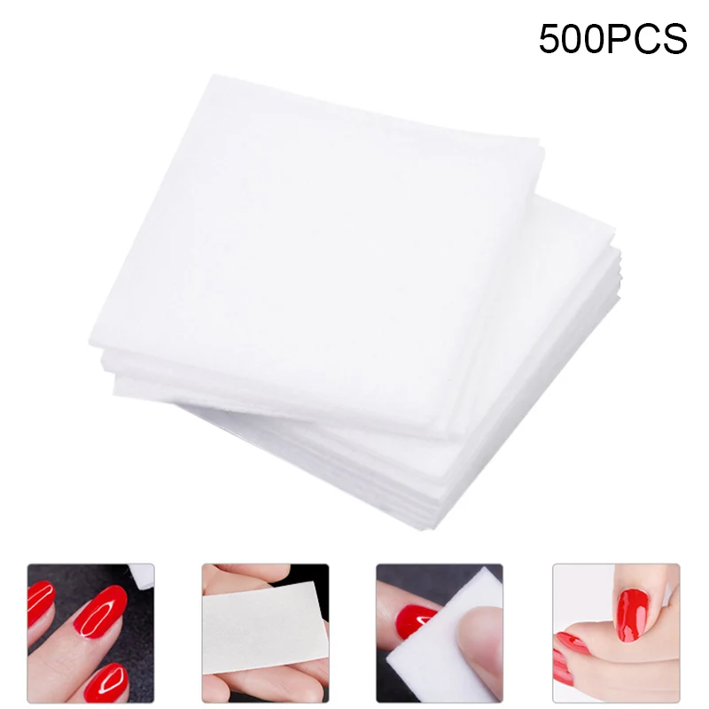 Tecido não tecido Unhas Pads Wipes, Gel UV Polonês, Removedor de Acrílicos, Limpador de unhas, 500 pcs