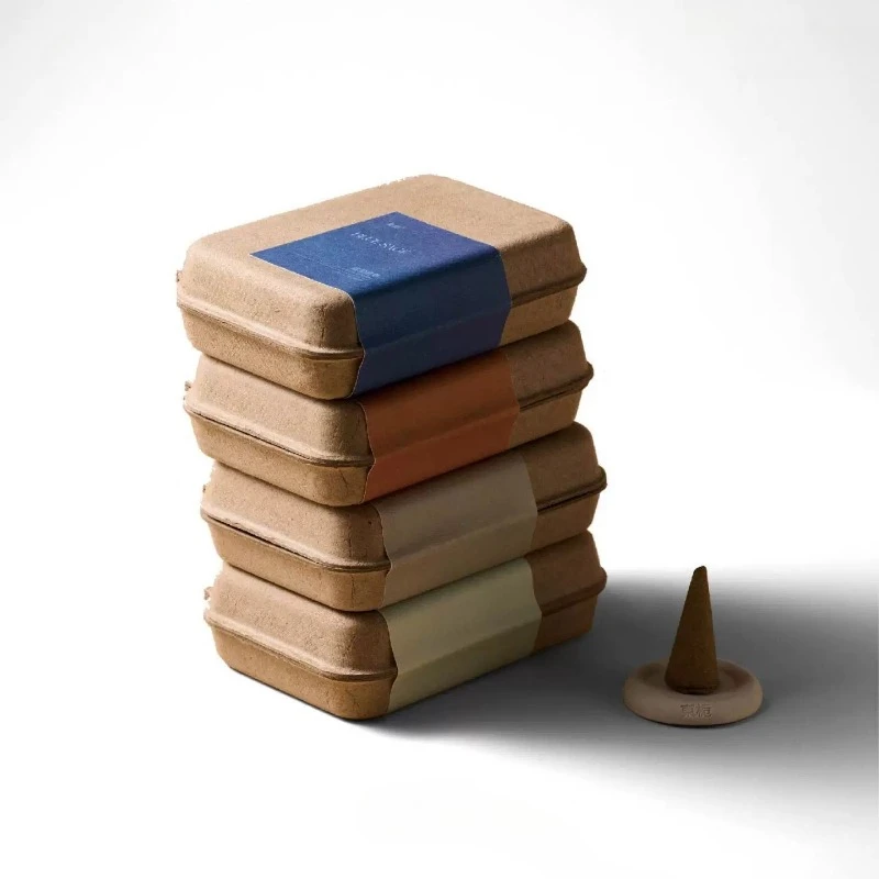 Natural Plant Handmade Sandalwood Incense Cone Gift Box Temple Worship Study Meditation Calms Mind Removes Odors Purifies Air