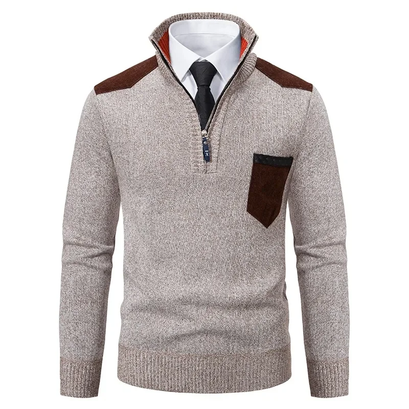 2024 Popular Men's Casual Fashion Urban Trend with Thick Velvet Cardigan Knitted Sweater Men's Pullover