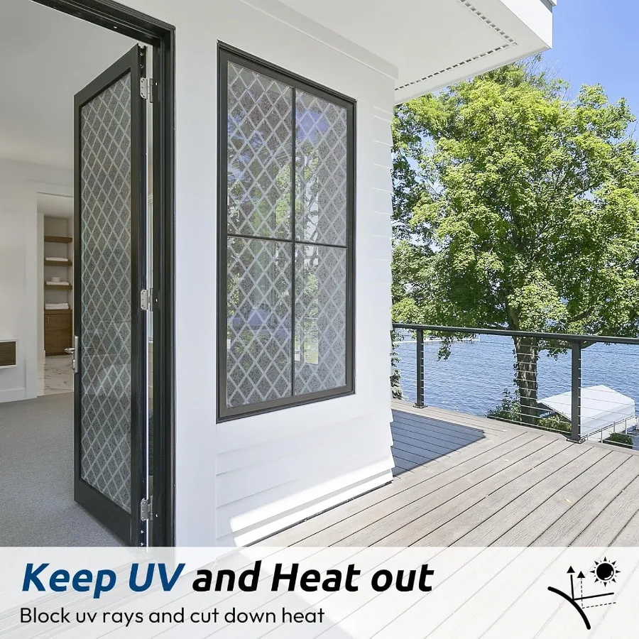 نافذة الخصوصية فيلم الزخرفية الخصوصية نافذة الفيلم الشمس حجب لباب المنزل والأسطح الزجاجية متجمد الزجاج تتشبث غير لاصق #6