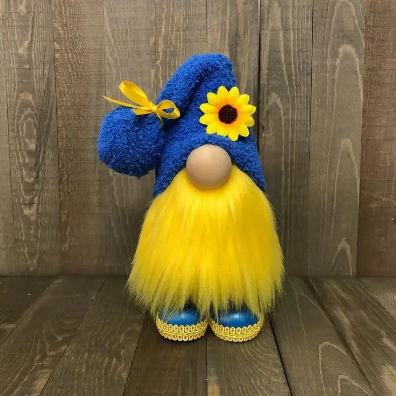 Peace Plush Cloth Ukraine Flag 32cm Faceless Doll Home Decorations Ornaments Blue And Yellow Sunflower