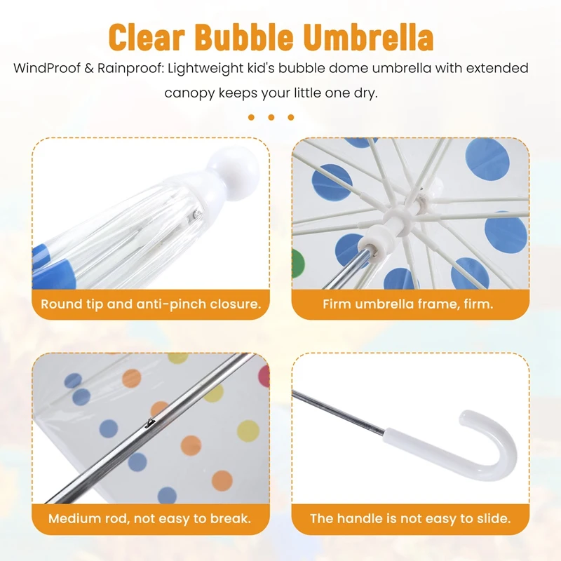 Kid's Clear Bubble Umbrella Men's And Women's Children's Umbrellas Transparent Long Handle Fashion Umbrella