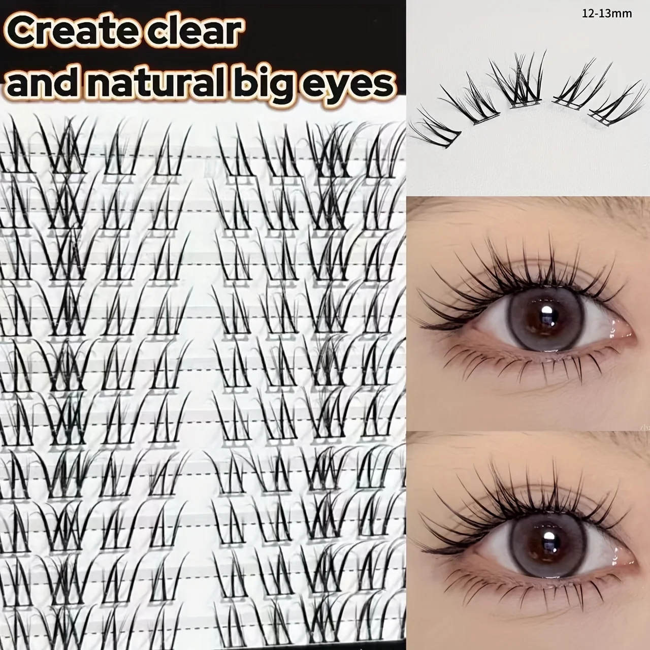 Herorange Segmentierte Thai-Style Oberwimpern 100 Bündel DIY Dünnes Schwarzes Band C-Curl 10-13mm Tägliches Shooting-Make-up
