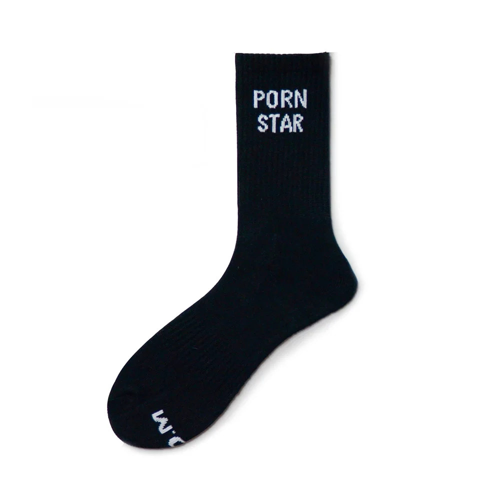 Alphabet Sports Socks Wool Wicking SEXY Cotton Midtube Socks Black and White Socks SEXY BOY