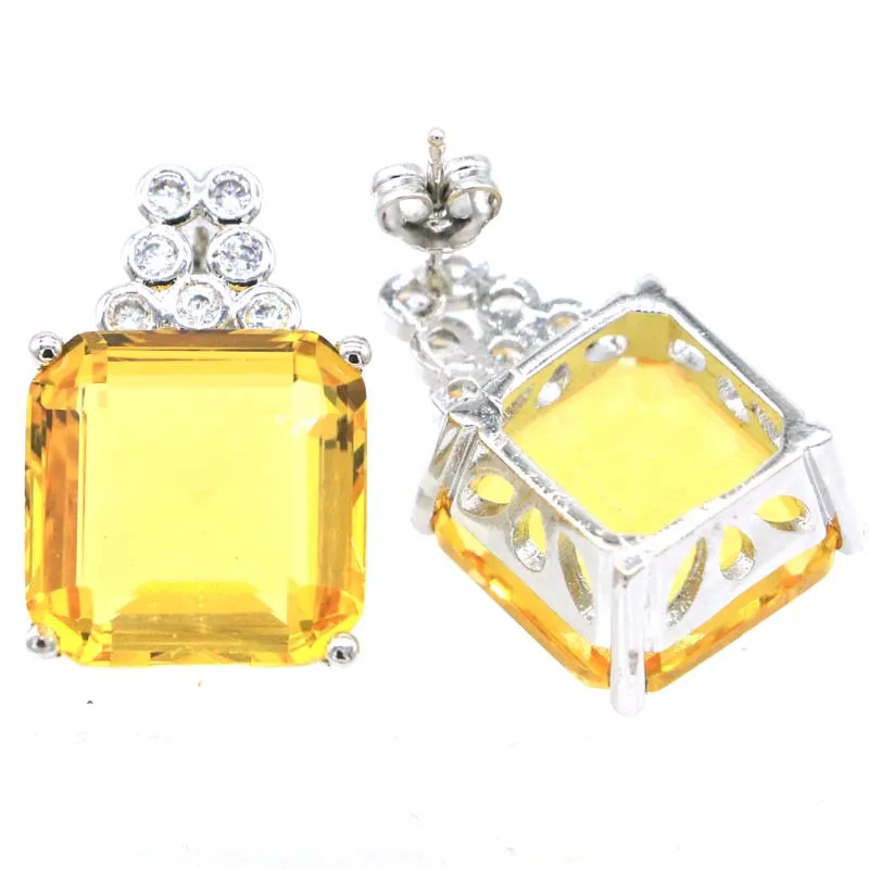 

925 Solid Sterling Silver Earrings 11g Customized Green Peridot Rhodolite Garnet Blue Topaz Golden Citrine CZ Women