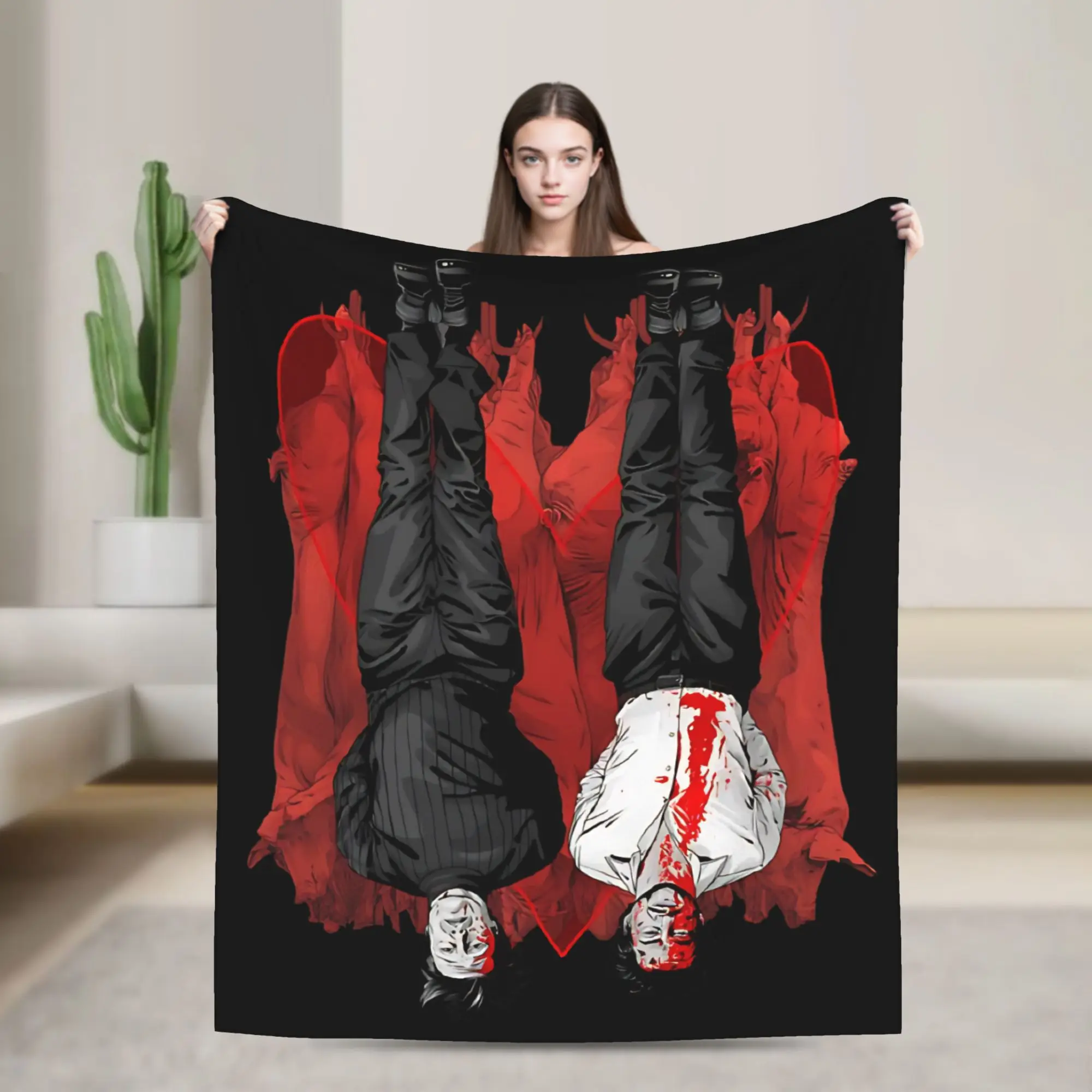 

Hannibal Hannigram Knitted Blankets Flannel Mads Mikkelsen Ultra-Soft Throw Blanket for Home Couch Bedroom Quilt