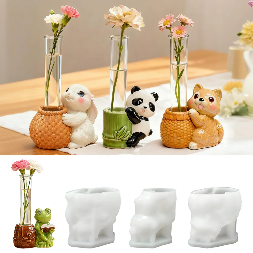 

Creative Animal Base Hydroponic Silicone Molds Diy Dog Cat Rabbit Frog Hydroponic Flower Arrangement Vase Epoxy Resin Molds