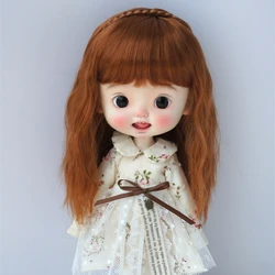 Jusuns perücken JD633 9-10 zoll 10-11 zoll Prinzessin Wellung mit Schöne flechten band Synthetische mohair BJD perücke Blythes zubehör