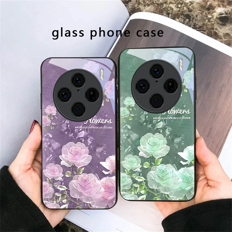 Night roses bloom freely For vivo V29 V23 V30 V25 V40 SE V21 V25E V23e X100 X70 X90 Pro+ X80 X200 Promini Black Glass Phone Case view 6