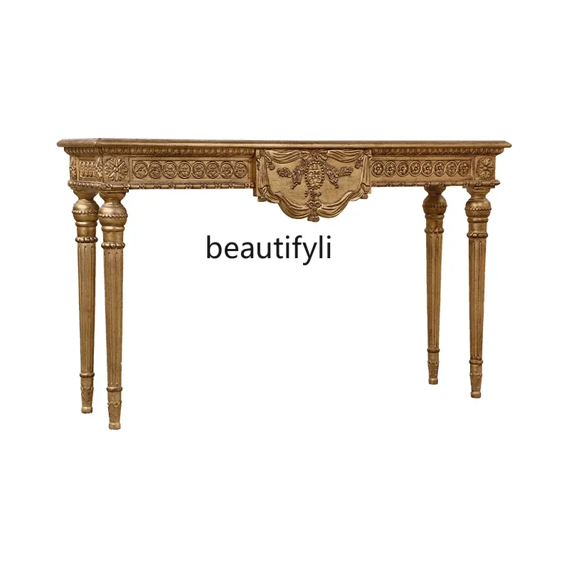 xx1European Court Console Tables High-End Villa Vintage Handmade Carved Console Home Altar Units