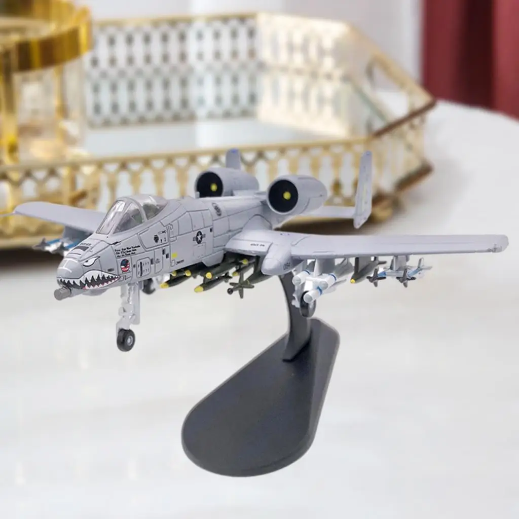 1/100 Scale Die Cast Realistic Aviation USA A-10 Attack Plane Airplane Fighter Aircraft Model Toys w/ Display Stand