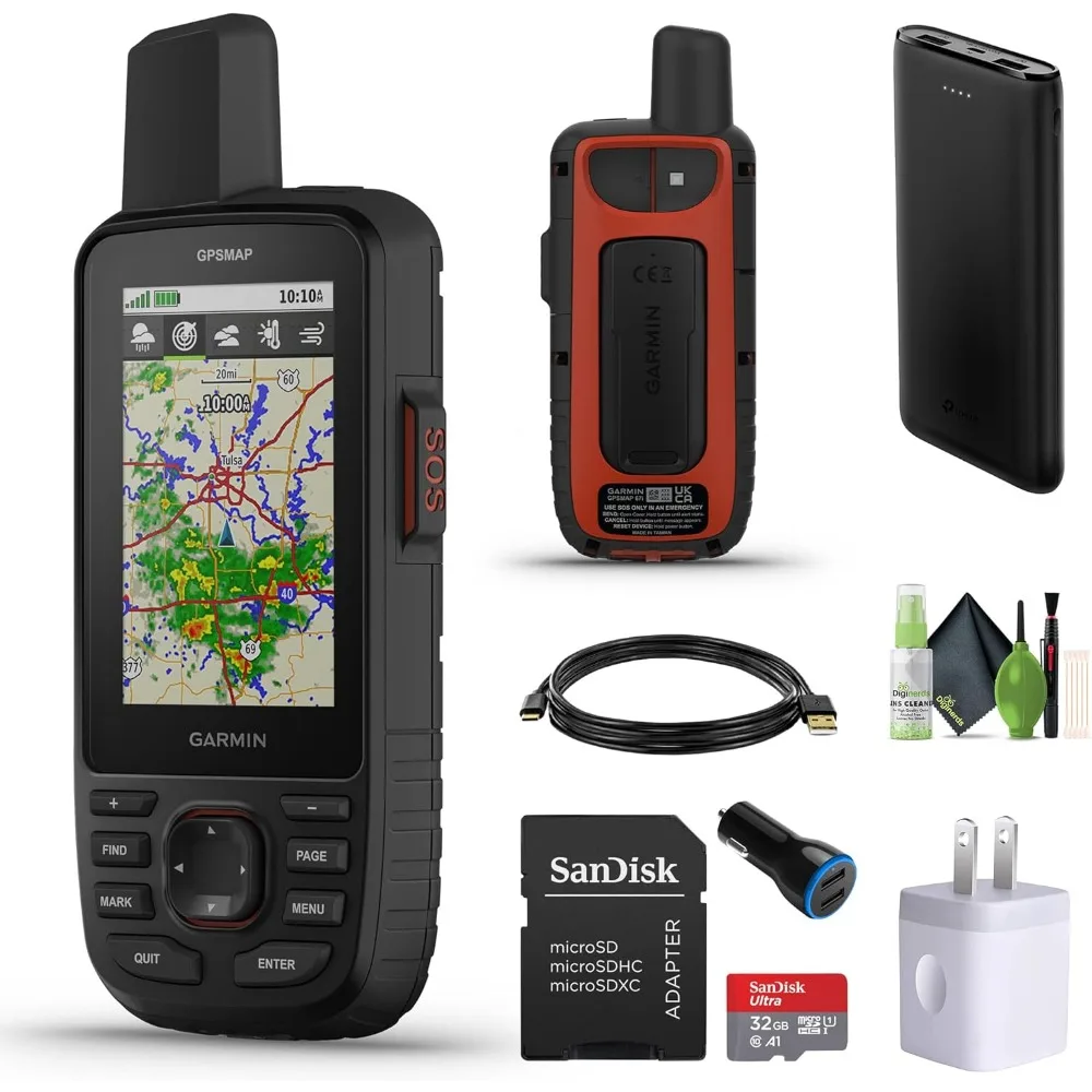 GPSMAP 67i Rugged Hiking GPS Premium Handheld inReach Satellite Technology, Two-Way Messaging, Interactive SOS, Mapping Bundle