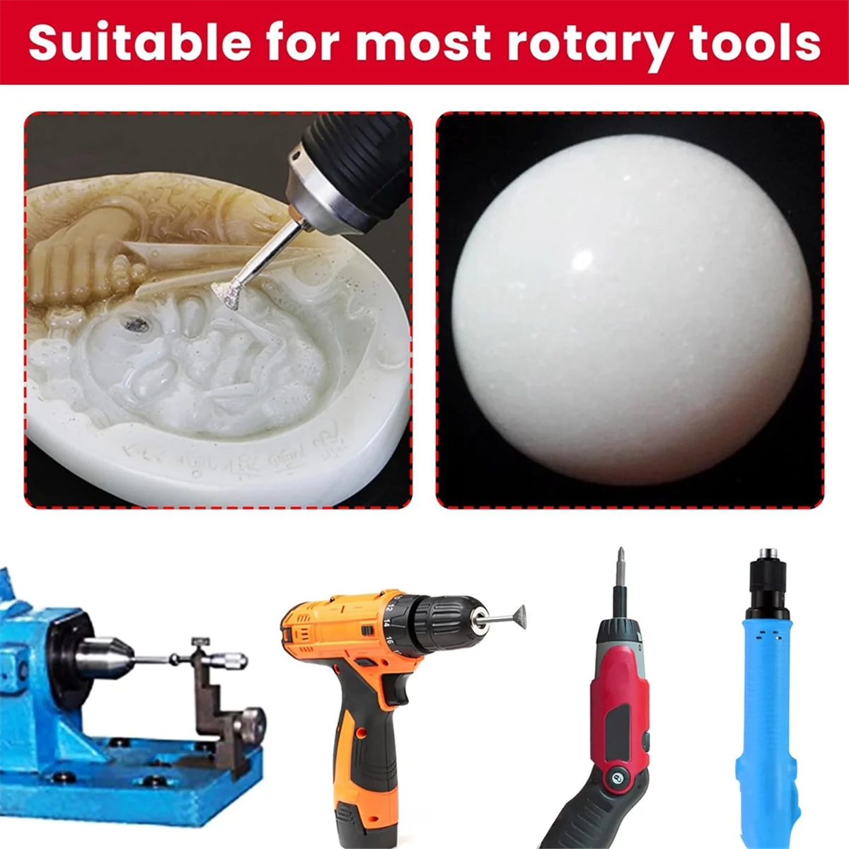 A64Z ชุดแกะสลักหิน Diamond Burr Bits ใช้งานร่วมกับ Dremel, 13 ชิ้นชุดขัดเครื่องมือโรตารี่อุปกรณ์เสริม