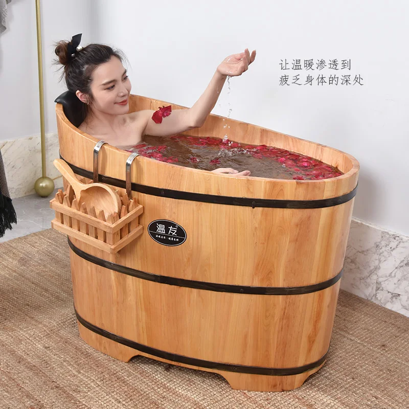 Xk Cedar Bath Barrel Home Full Body Adult Bathtub Bath Steaming Bucket