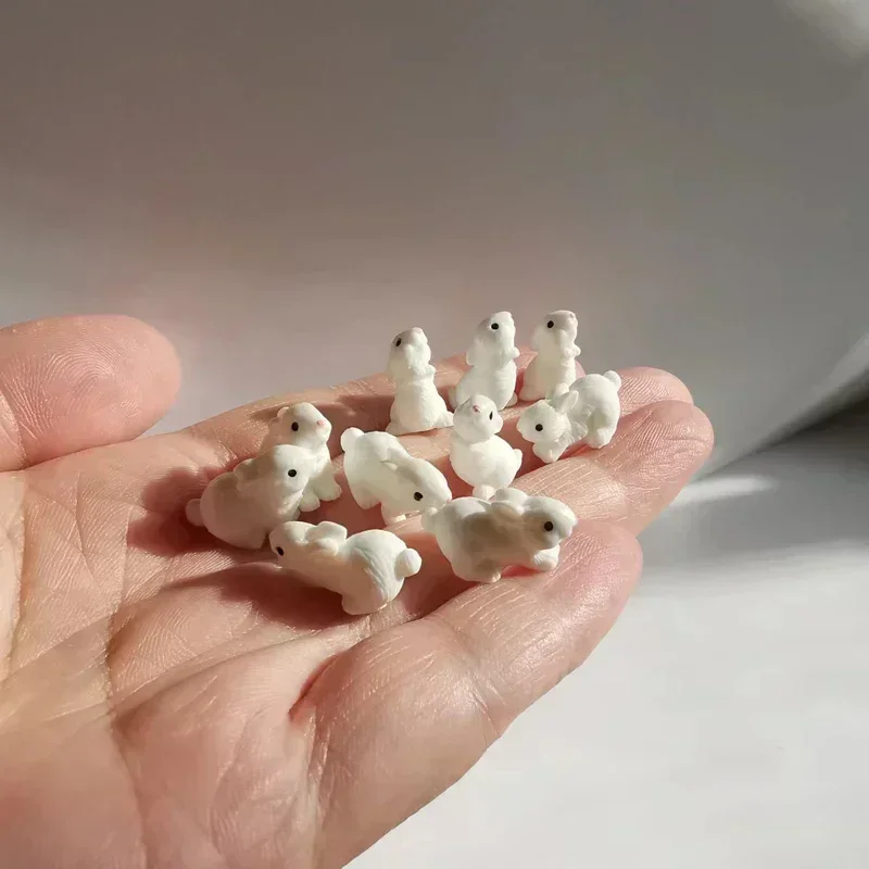 10Pcs/rabbit bunny/miniatures/cute/fairy garden gnome/moss terrarium decor/crafts/bonsai figurine/DIY doll house supplies