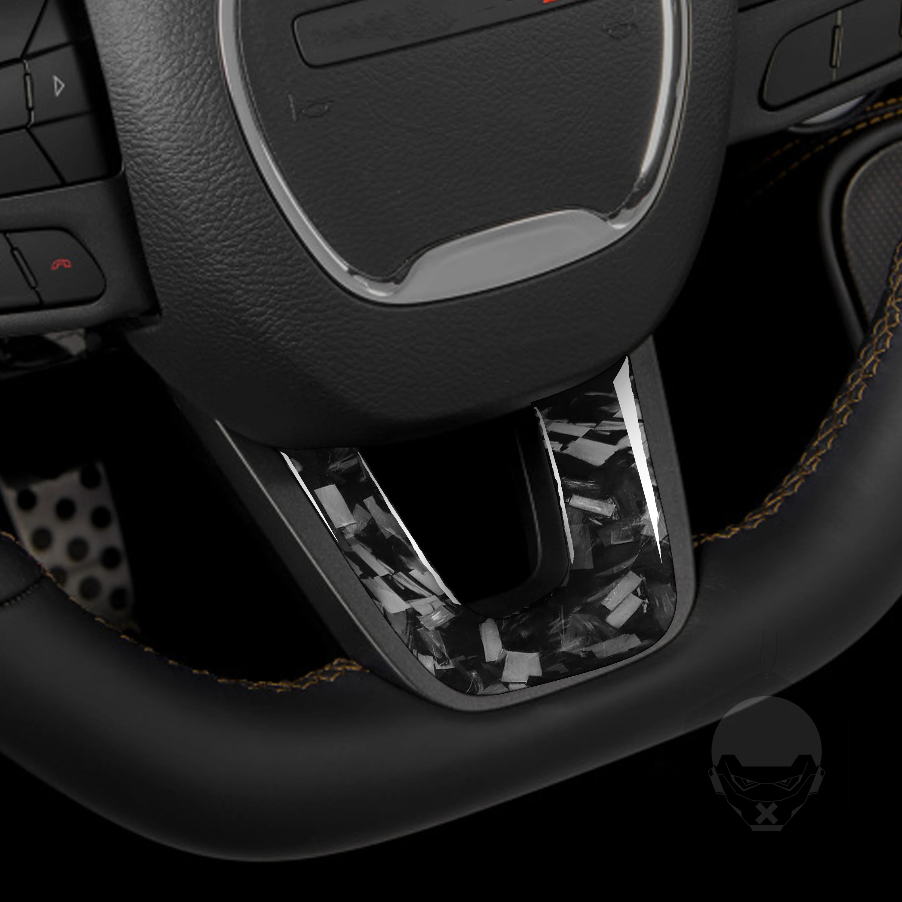 Forged Carbon Fiber Steering Wheel Chin Lower Part Panel Decor Car Interior Accessories Sticker FOR Dodge Charger Deluxe 2015-up