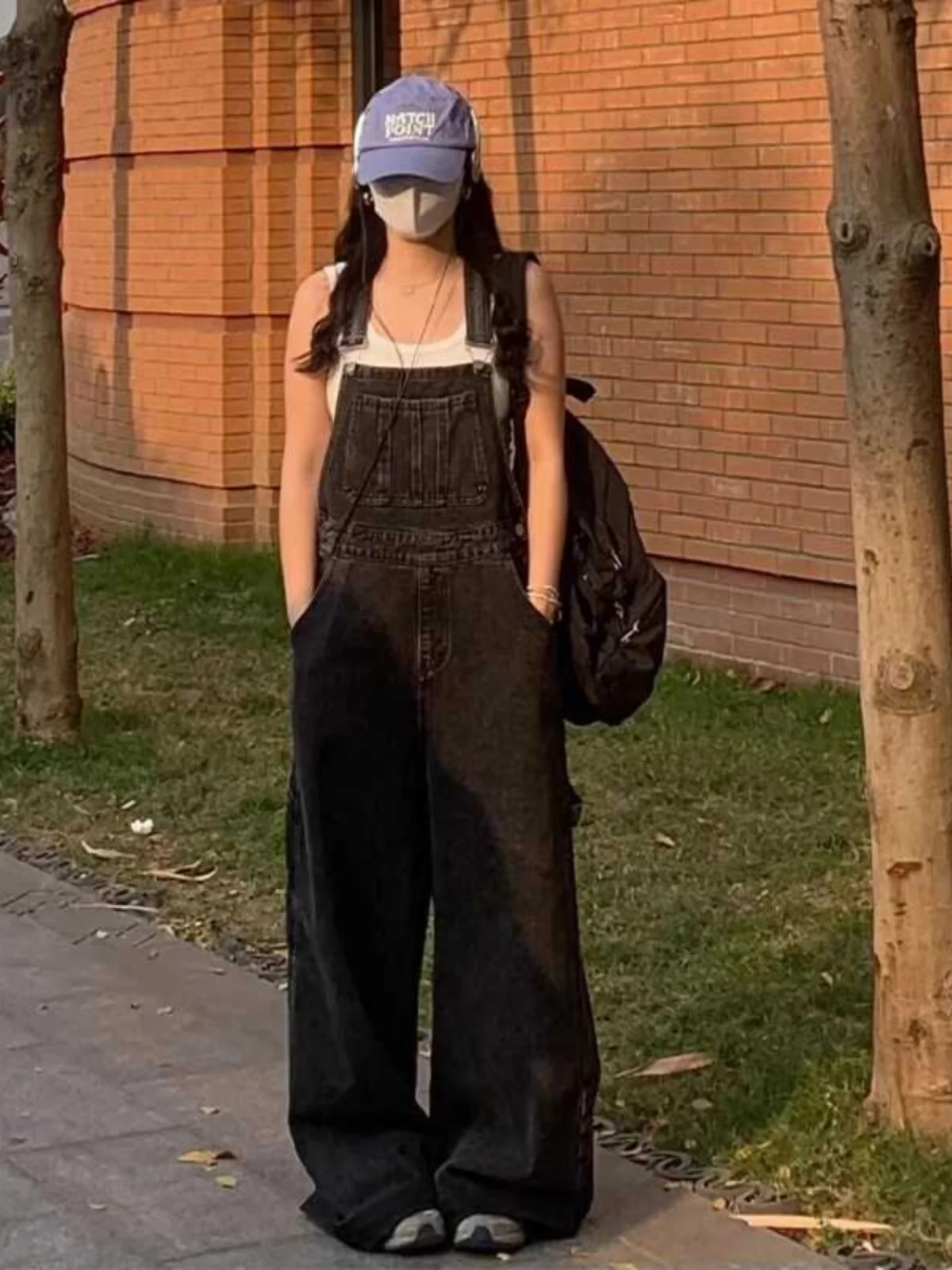 

Женские джинсовые комбинезоны больших размеров с высокой талией, прямая хлопковая рабочая одежда, брюки-комбинезон для похудения, корейские брюки