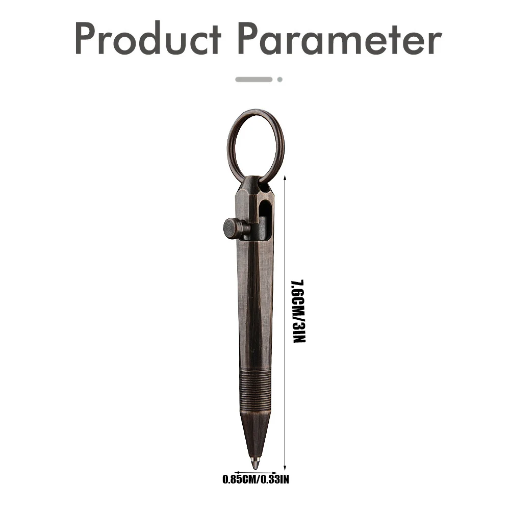 Mini Brass Pen Portable Cylindrical Bolt Ballpoint Pen Key pendant Business Signature Stationery Pen EDC Outdoors Writing Tools