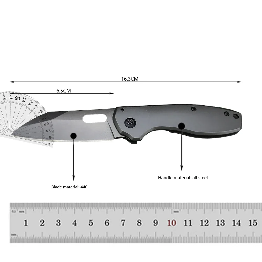 BK DA103 Small Pocket Folding Knife 440 Grey Titanium Blade All Steel Handle Self Defense Outdoor Camping Hunting Knives