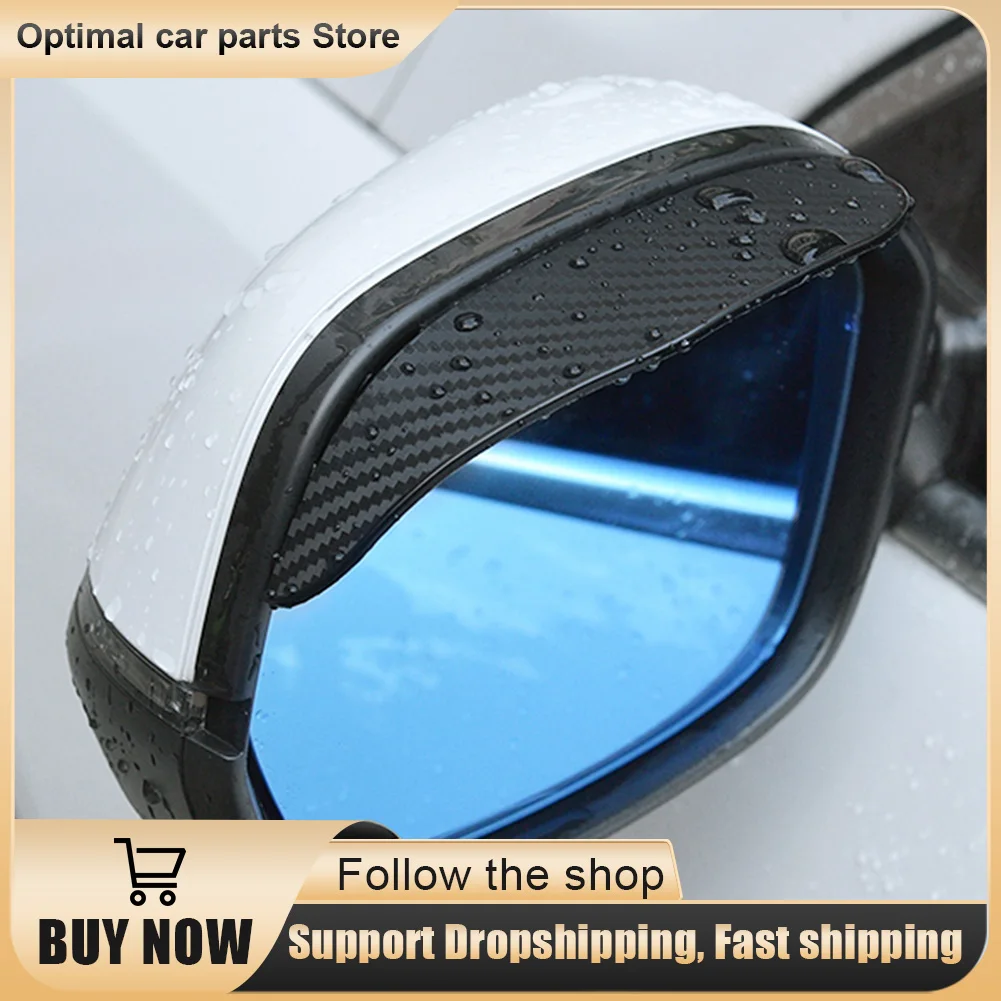 

2pcs Car Rearview Mirror Rain Eyebrow Carbon Fiber Sun Visor Shade Cover Universal Auto Rear View Mirror Rainy Shield Guard