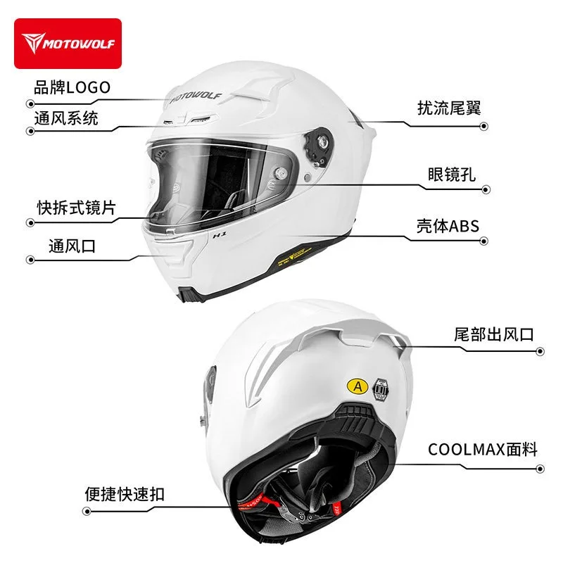 MOTOWOLF New Quality Double Lens Flip Helmet Abs Full Face Motorcycle Off Road Motorcycle Racing Helmet Personalized Tail Wing