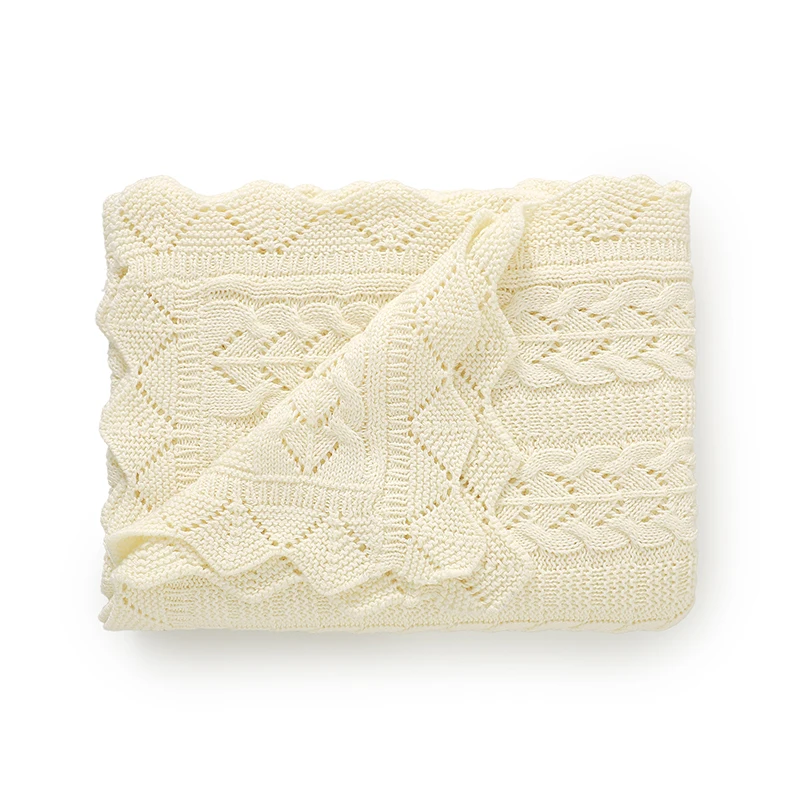 

Cotton Knitted Baby Blankets for Newborn Infant Boys Girls Stroller Swaddle Wrap Crib Cellular 100*80cm Toddler Outdoor Play Mat