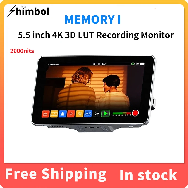 

SHIMBOL MEMORY I 5.5 Inch 2000nits Touch Screen 4K HDR 3D LUT Monitor for DSLR Camera / Mp4 Video Recording Monitor