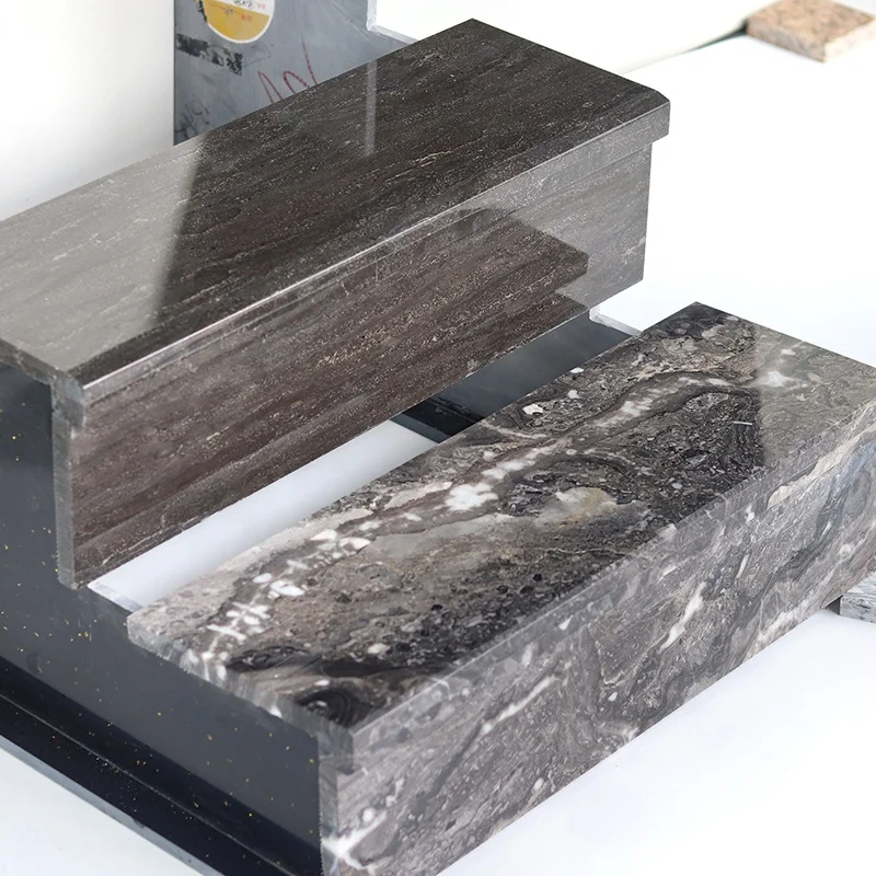 التخصيص جميل مصقول أسود بني الحجر الطبيعي خطوة درج حالة فقي الدرج الرخام