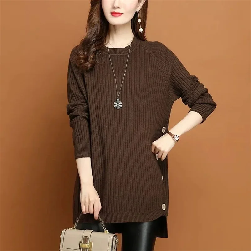 Women\'s Long Sweater Coat Spring Autumn Winter 2025 New Pullover Female Jacket Fashion Tide Knitwear Bottoming Shirt Tops Ladies