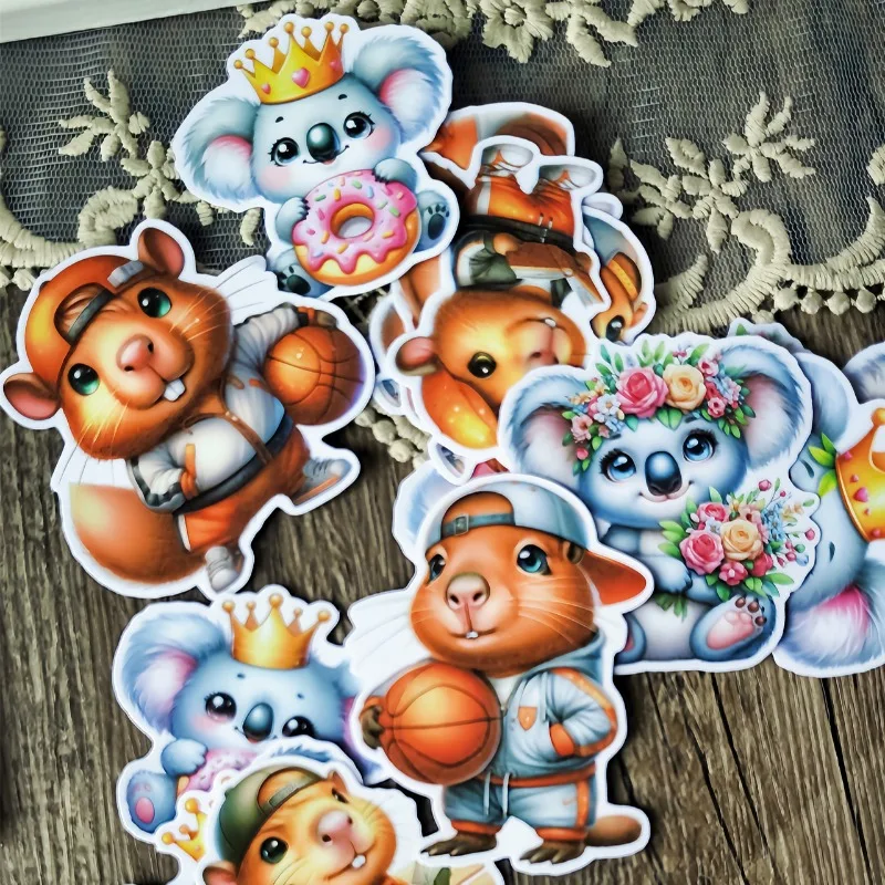 17pcs Cute Groundhog playing basketball Stickers for Stationery Decoration Stationery,Waterproof and  Journals and Notebook