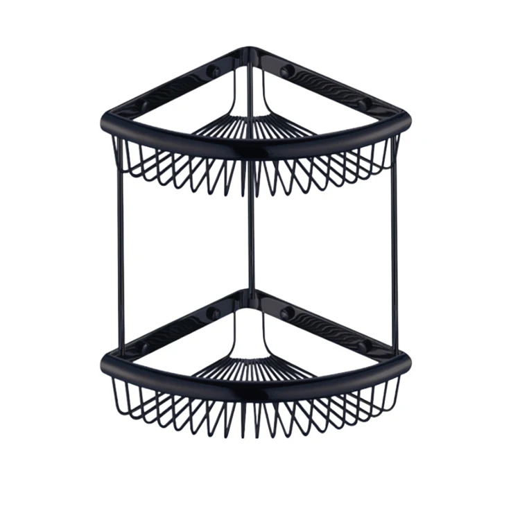 

Настенная угловая полка черного цвета для ванной комнаты, корзина для хранения душа и ванны