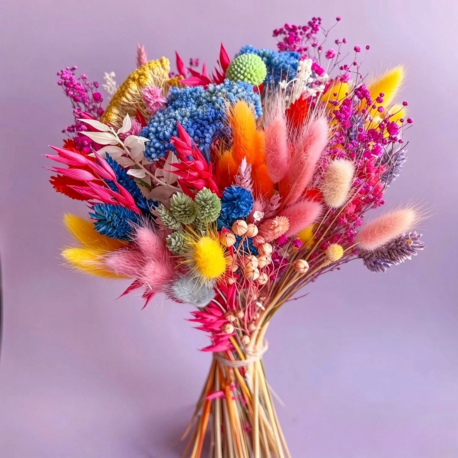 Dried Flower Bouquet - Bunte getrocknete Blumen, Hochzeitsstrauß für die