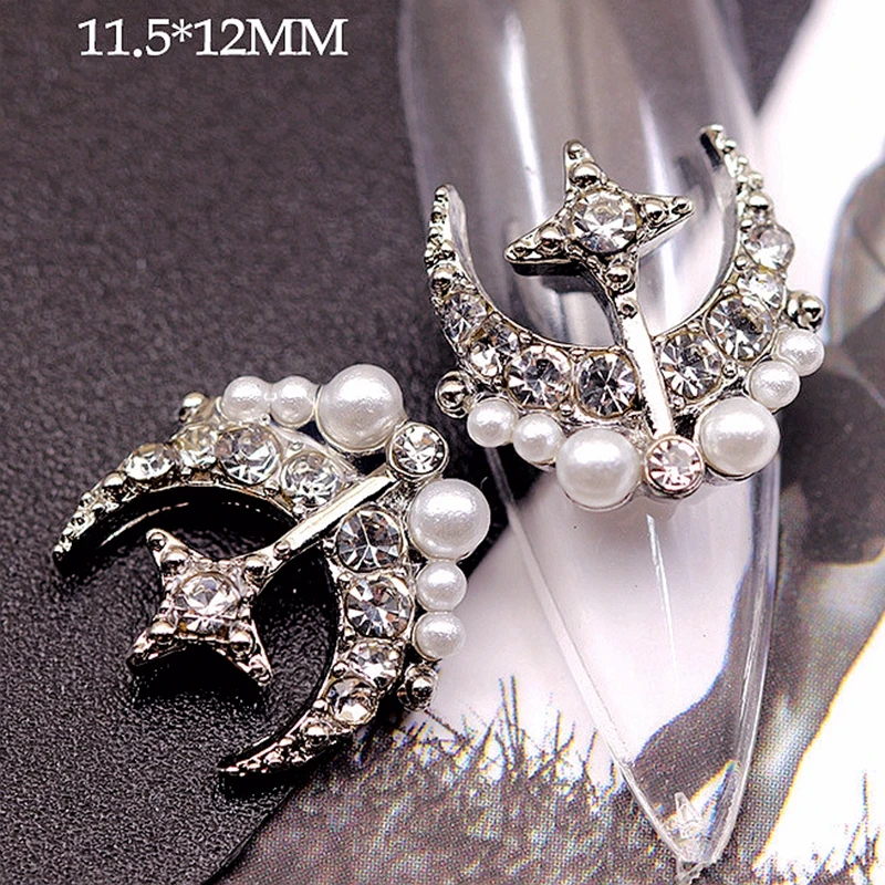 10PCS Luxury Alloy Nail Art Planet Rhinestone Charms Nails Decoration Supplies Planet Cross Jewelry Accessories Manicure Parts